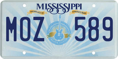 MS license plate MOZ589
