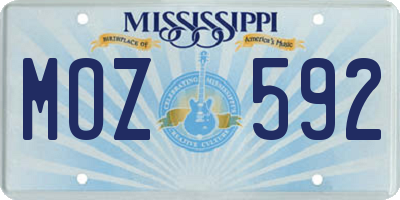 MS license plate MOZ592