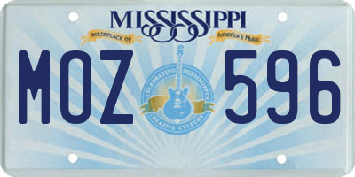 MS license plate MOZ596