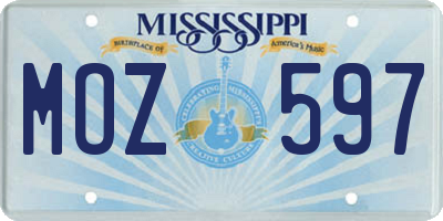 MS license plate MOZ597