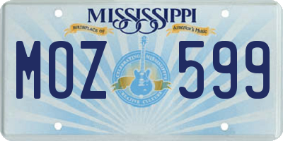 MS license plate MOZ599