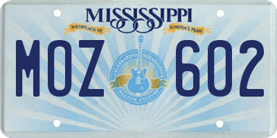 MS license plate MOZ602