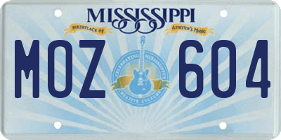 MS license plate MOZ604