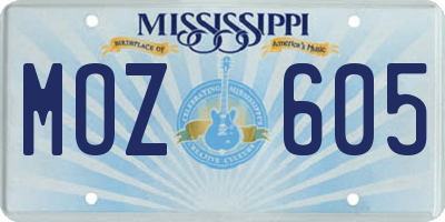 MS license plate MOZ605