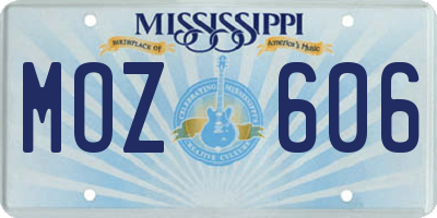 MS license plate MOZ606