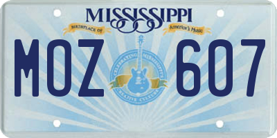 MS license plate MOZ607