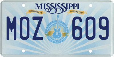 MS license plate MOZ609