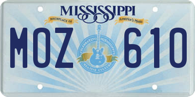 MS license plate MOZ610
