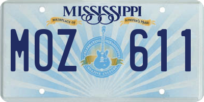 MS license plate MOZ611