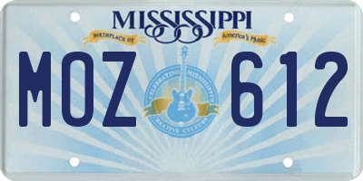 MS license plate MOZ612
