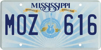 MS license plate MOZ616