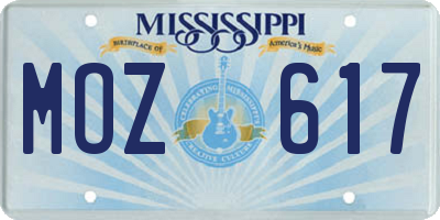 MS license plate MOZ617