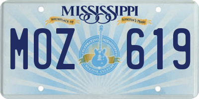 MS license plate MOZ619