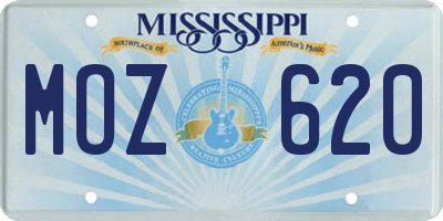 MS license plate MOZ620
