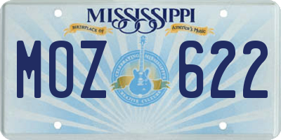 MS license plate MOZ622