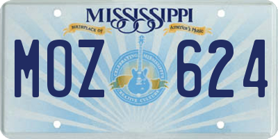 MS license plate MOZ624