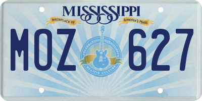 MS license plate MOZ627