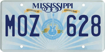 MS license plate MOZ628