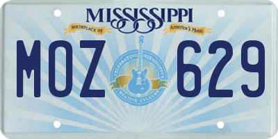 MS license plate MOZ629