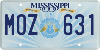 MS license plate MOZ631
