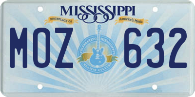 MS license plate MOZ632