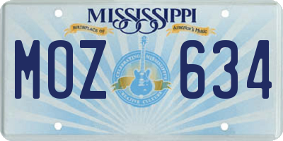 MS license plate MOZ634
