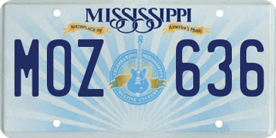 MS license plate MOZ636