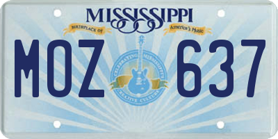 MS license plate MOZ637