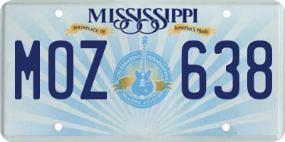 MS license plate MOZ638