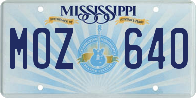 MS license plate MOZ640