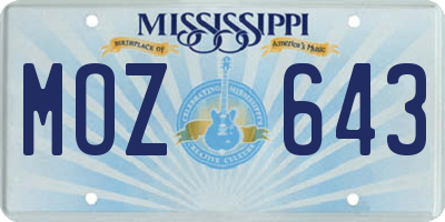 MS license plate MOZ643