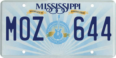 MS license plate MOZ644