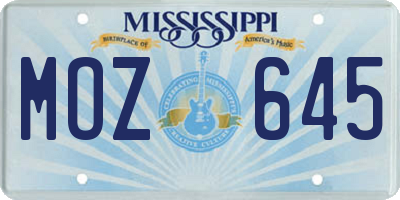 MS license plate MOZ645