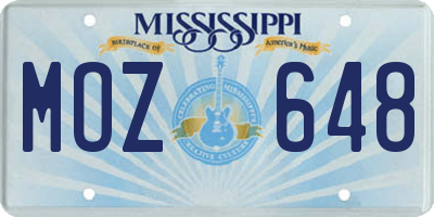 MS license plate MOZ648