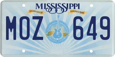 MS license plate MOZ649