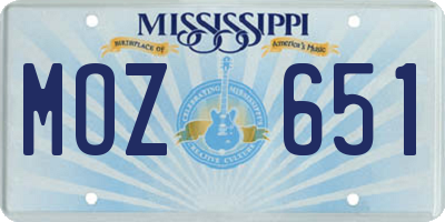 MS license plate MOZ651