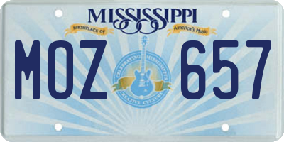 MS license plate MOZ657