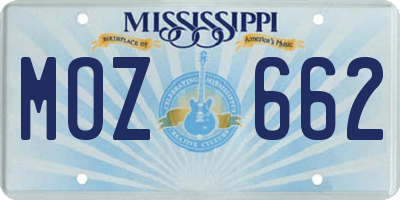 MS license plate MOZ662