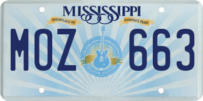 MS license plate MOZ663