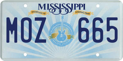 MS license plate MOZ665