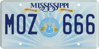 MS license plate MOZ666