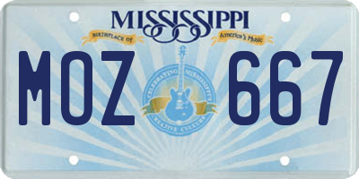 MS license plate MOZ667
