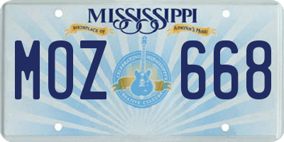 MS license plate MOZ668