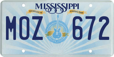 MS license plate MOZ672