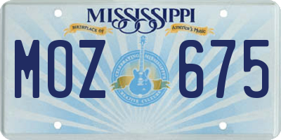 MS license plate MOZ675