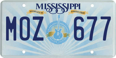 MS license plate MOZ677