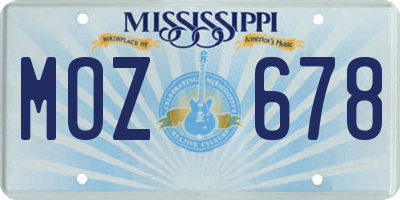 MS license plate MOZ678