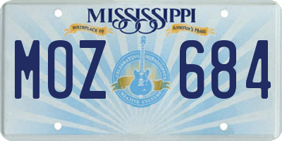 MS license plate MOZ684