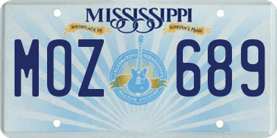 MS license plate MOZ689