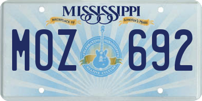 MS license plate MOZ692